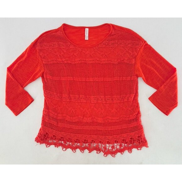 Xhilaration Women's Lace Orange/Red Lace Front Blouse Size M‎ Boho Preppy - Picture 8 of 10